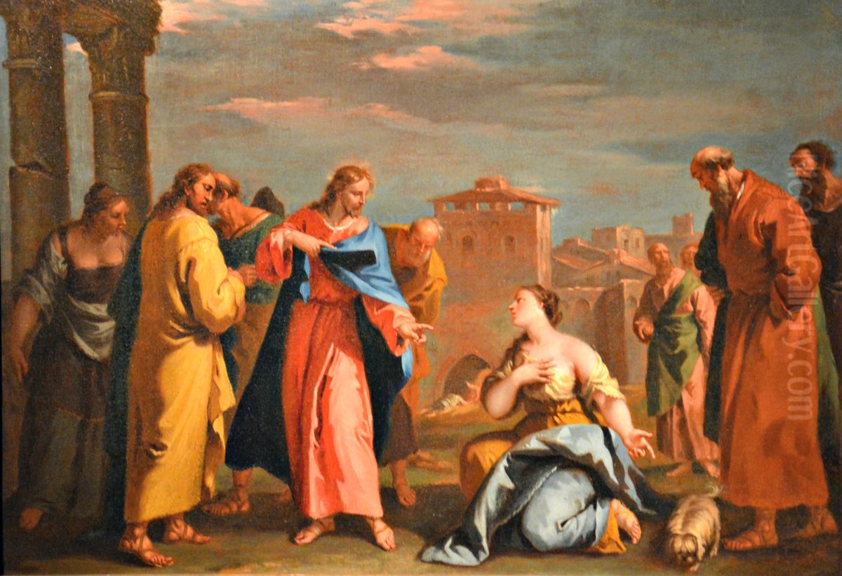 Jesus and the woman of Canaan Oil Painting by Sebastiano Ricci