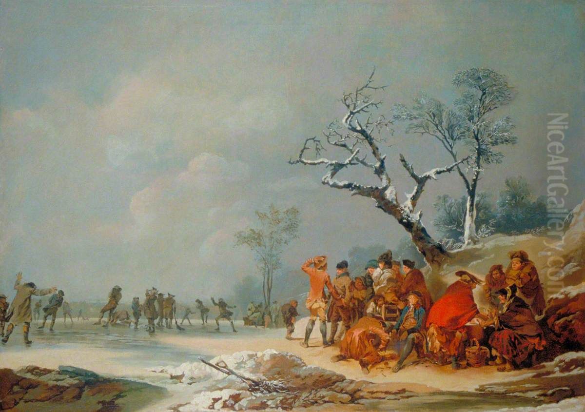 Skating in Hyde Park Oil Painting by Philip James de Loutherbourg