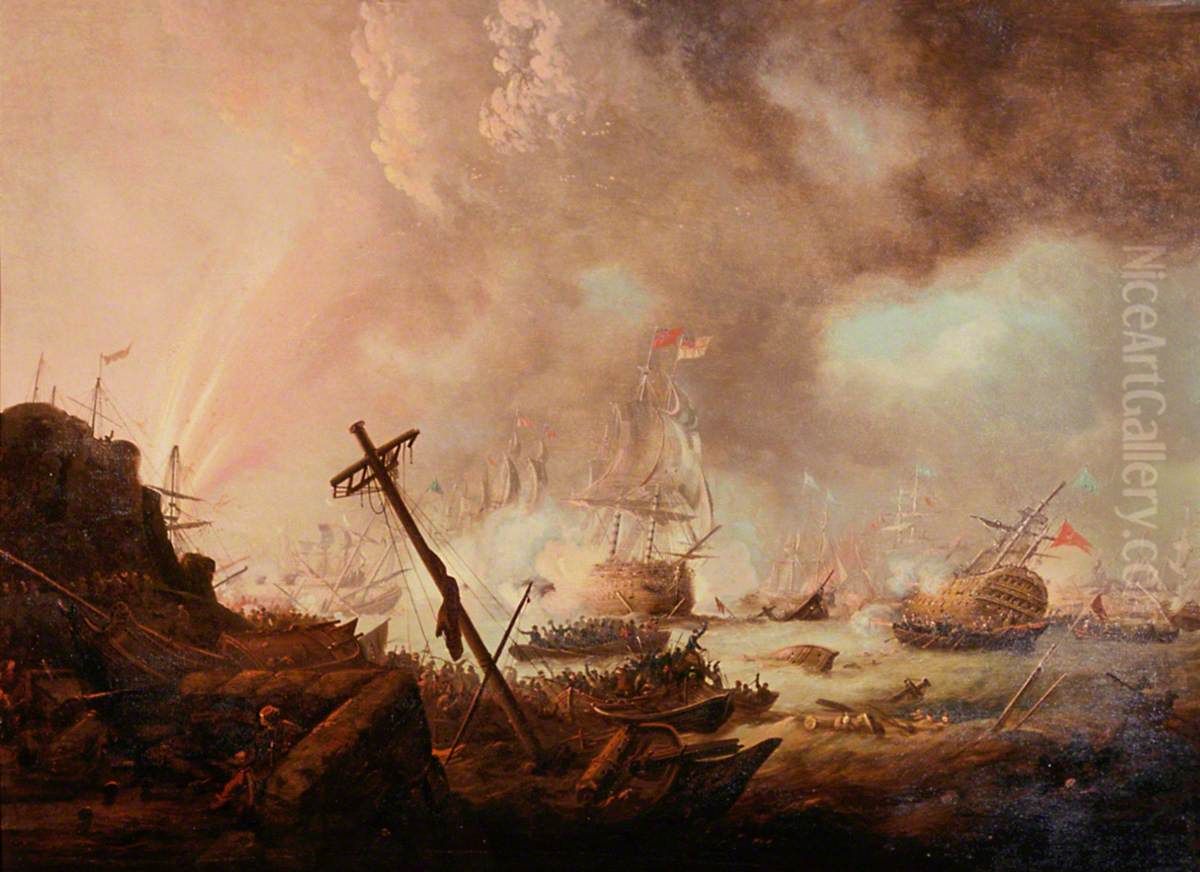 Admiral Sir John Duckworth Forcing Pass through the Dardanelles, 1807 Oil Painting by Philip James de Loutherbourg