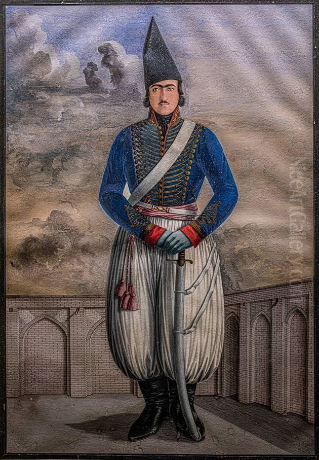Qajar Soldier Oil Painting by Mirza Abolhassan Khan Ghaffari