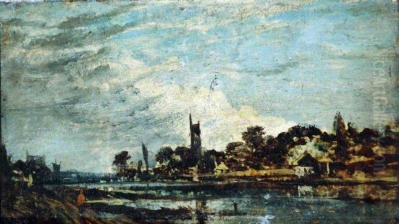 Landscape with a Mill (1) Oil Painting by Charles-Francois Daubigny