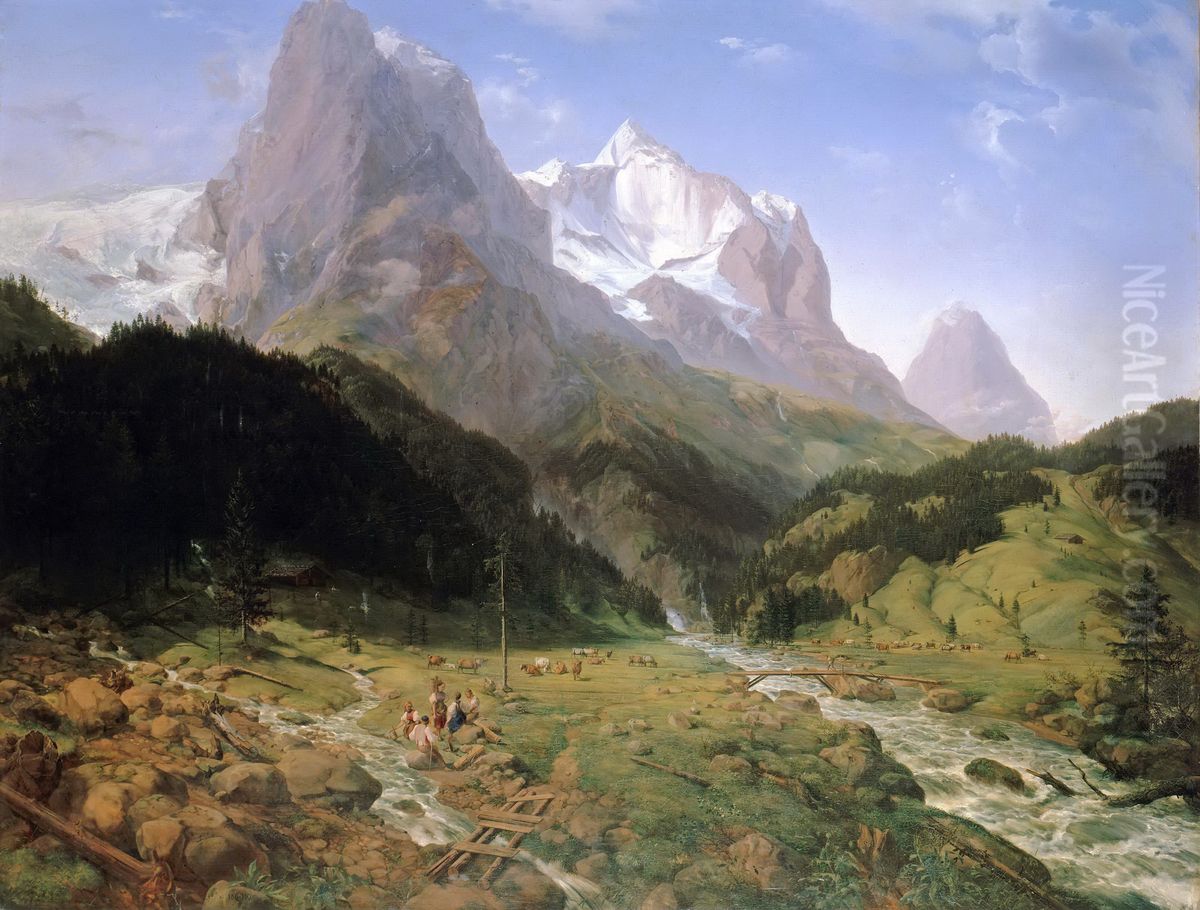 Wetterhorn Oil Painting by Ernst Ferdinand Oehme