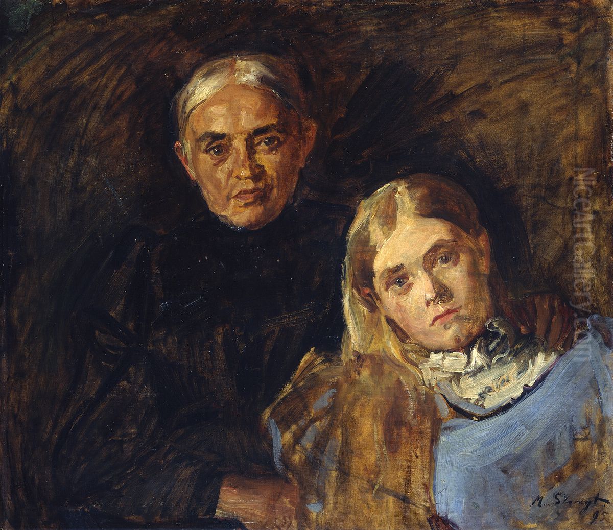 Frau Voll mit Tochter Oil Painting by Max Slevogt
