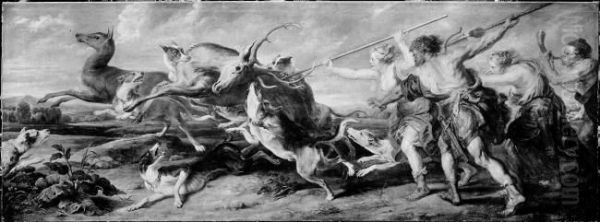 Diana with attendants hunting deer Oil Painting by (studio of) Rubens, Peter Paul
