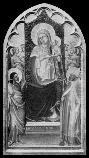 Thronende Maria mit dem Kind, zwei Heiligen und vier Engeln Oil Painting by Lorenzo Monaco