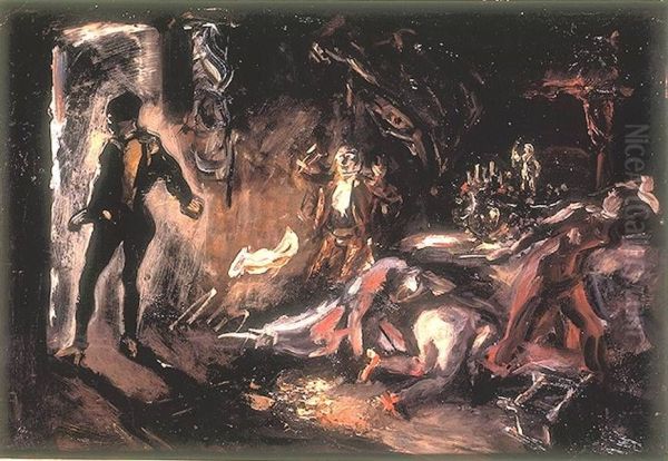 Don Juan's encounter with the stony guest Oil Painting by Max Slevogt