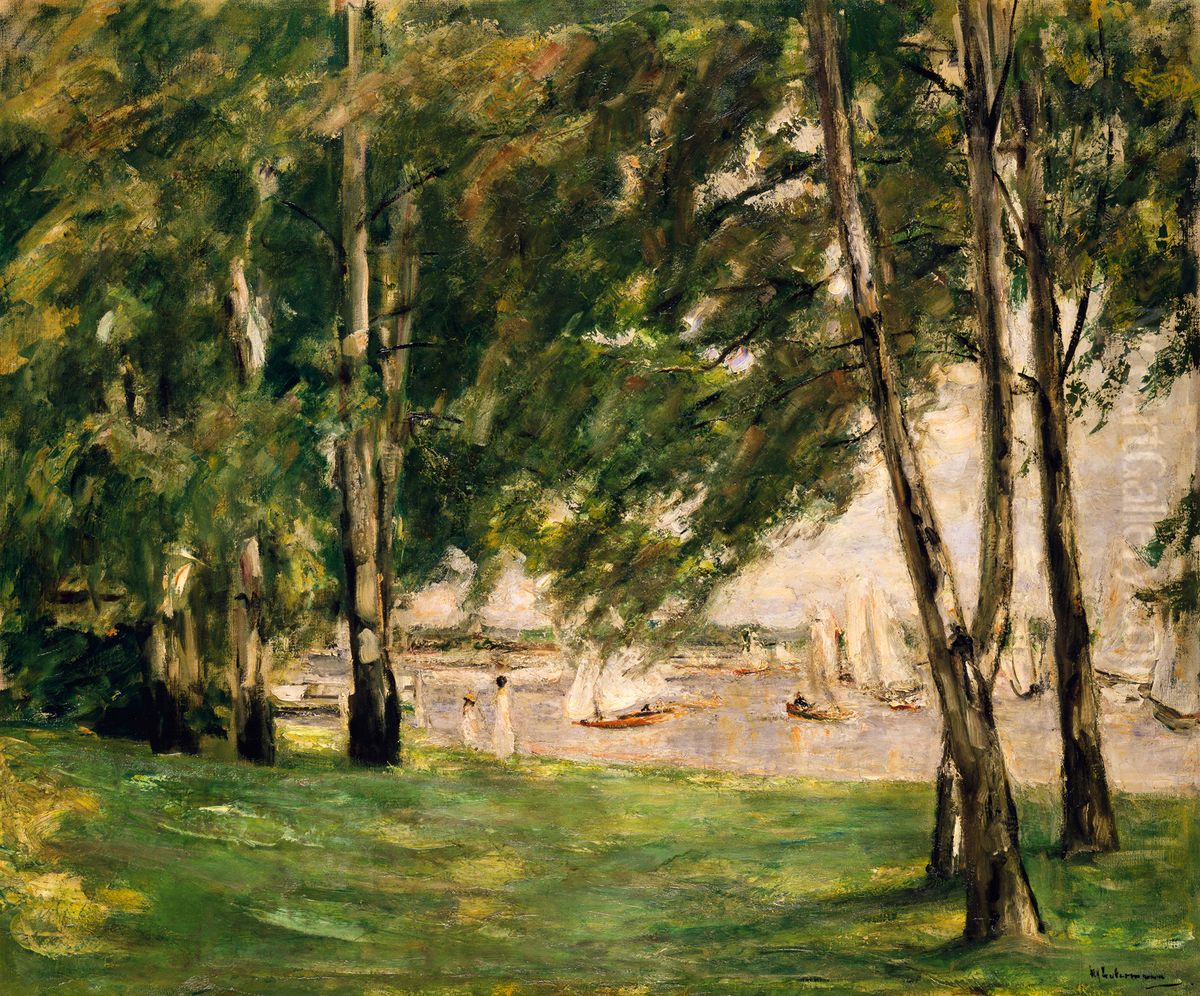 Blick auf den Wannsee mit Segelbooten Oil Painting by Max Liebermann