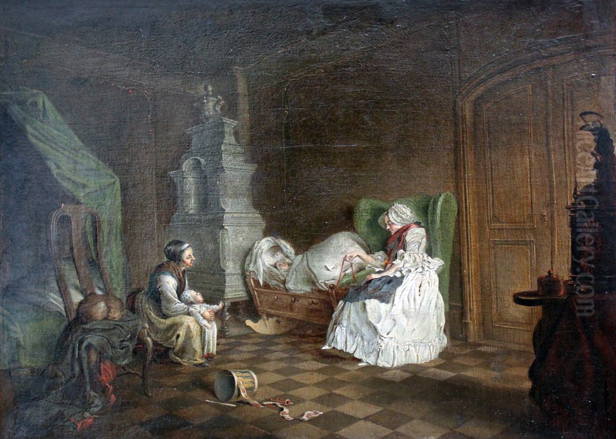 Familienszene Oil Painting by Daniel Nikolaus Chodowiecki