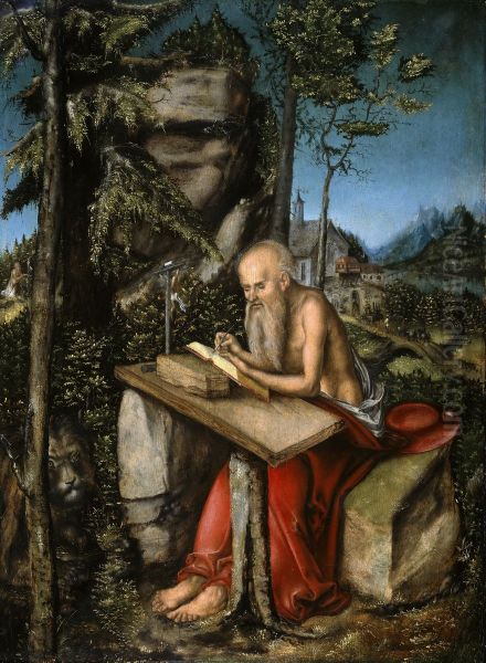 Der Heilige Hieronymus in felsiger Landschaft Oil Painting by Lucas Cranach the Elder