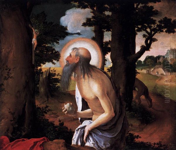 Der bussende Heilige Hieronymus Oil Painting by Lucas Van Leyden
