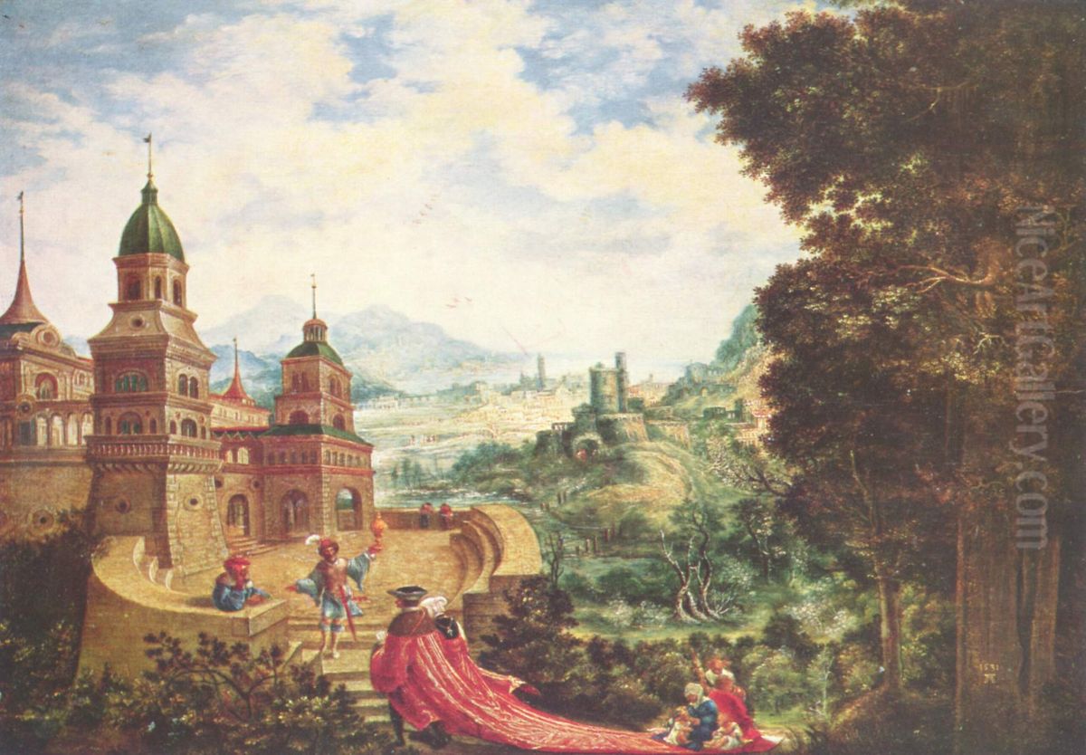 Der Hoffart sitzt der Bettel auf der Schleppe Oil Painting by Albrecht Altdorfer