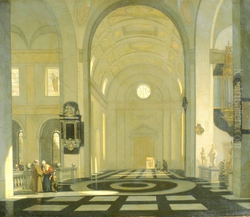 Innenansicht einer Barockkirche Oil Painting by Emanuel de Witte