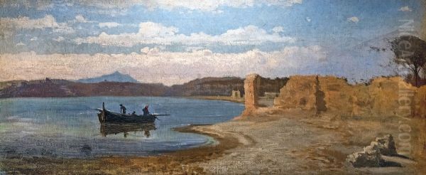 Sea gulf of southern Italy Oil Painting by Guglielmo Ciardi