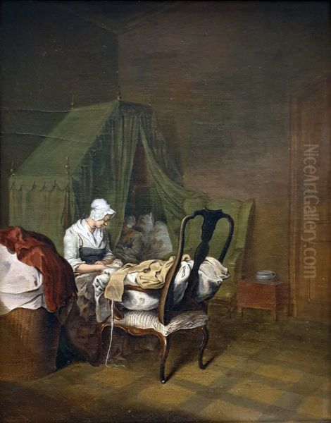 Die Wochenstube Oil Painting by Daniel Nikolaus Chodowiecki