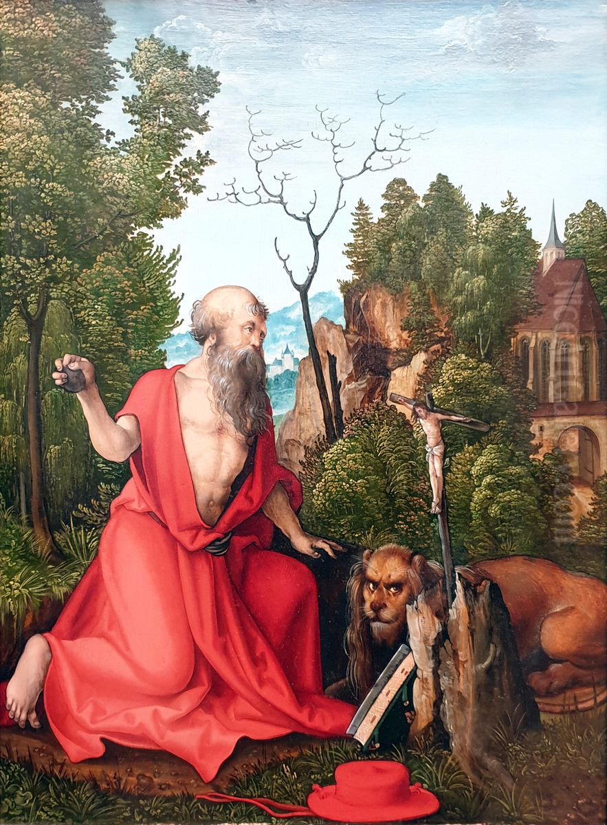 Saint Jerome in the desert Oil Painting by Hans Leonhard Schaufelein