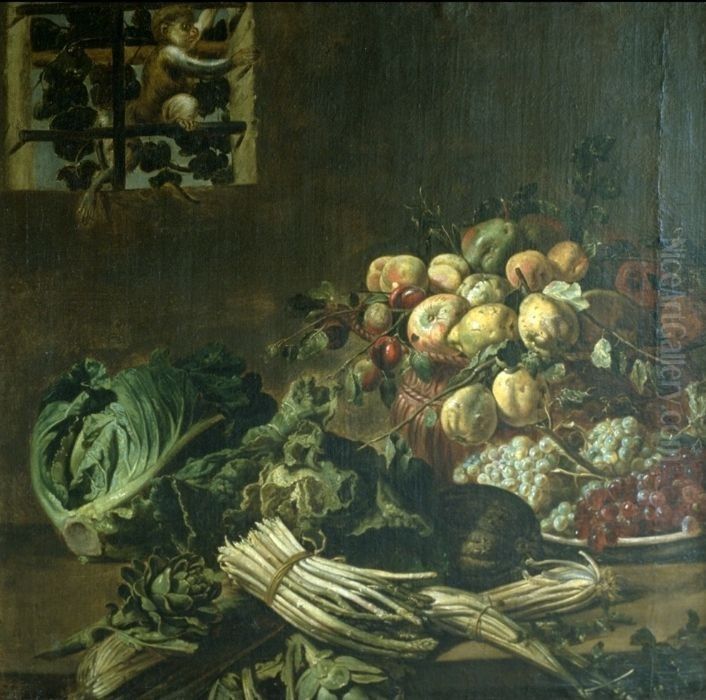 Stilleben mit Fruchten und Gemuse Oil Painting by Adriaen van Utrecht