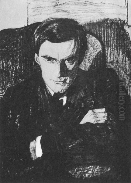 Elzenberg, with crossed arms Oil Painting by Stanislaw Ignacy Witkiewicz (Witkacy)