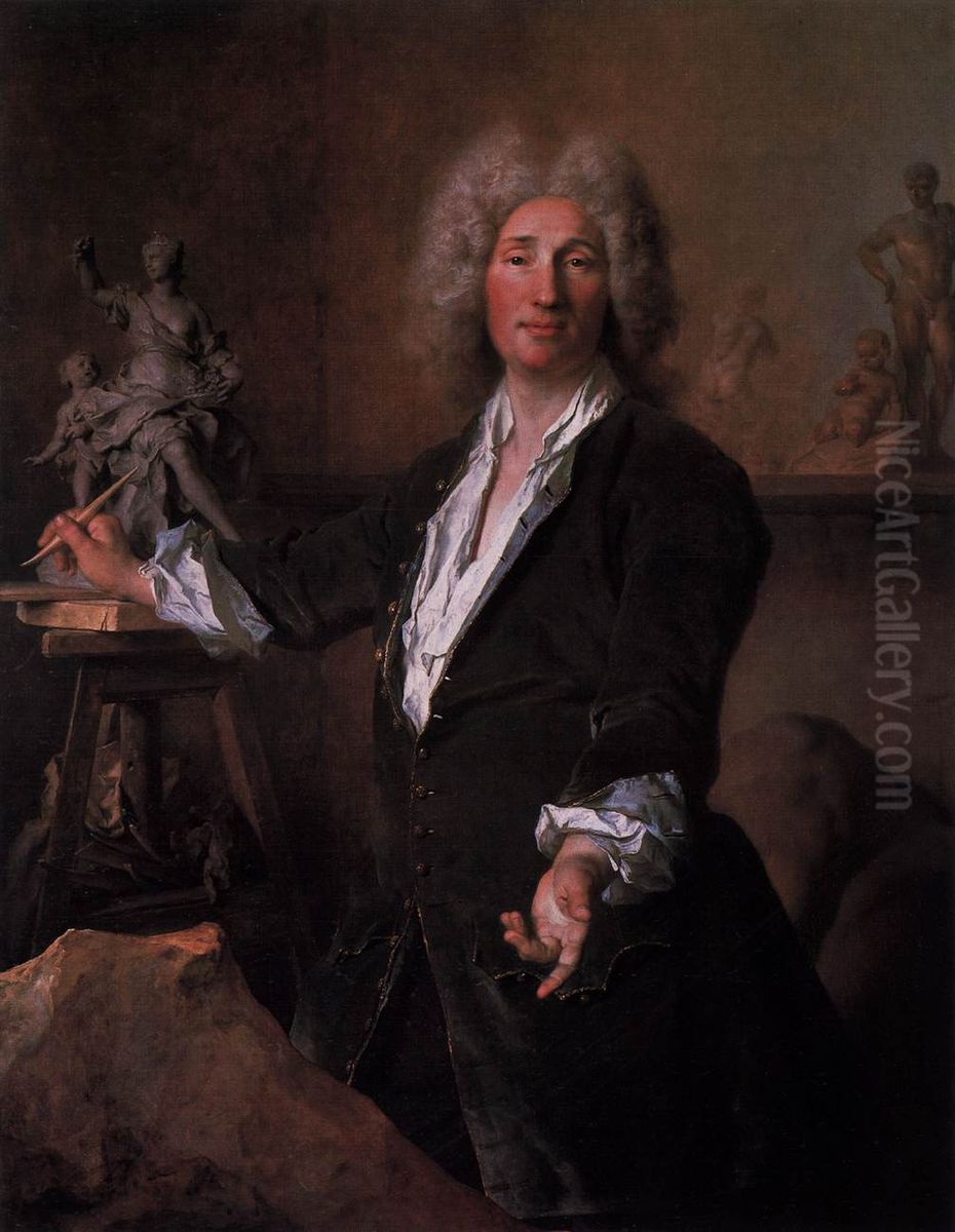 The Sculptor Nicolas Coustou in his Atelier Oil Painting by Nicolas de Largilliere