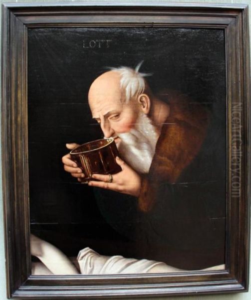 Lot drinking (Berlin fragment) Oil Painting by Hans Baldung Grien