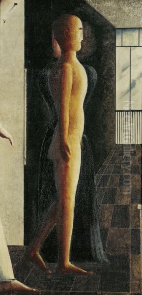 Akt, Frau und Kommender Oil Painting by Oskar Schlemmer