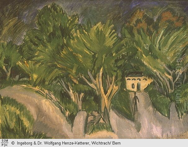 Haus unter Baumen (Fehmarn) Oil Painting by Ernst Ludwig Kirchner