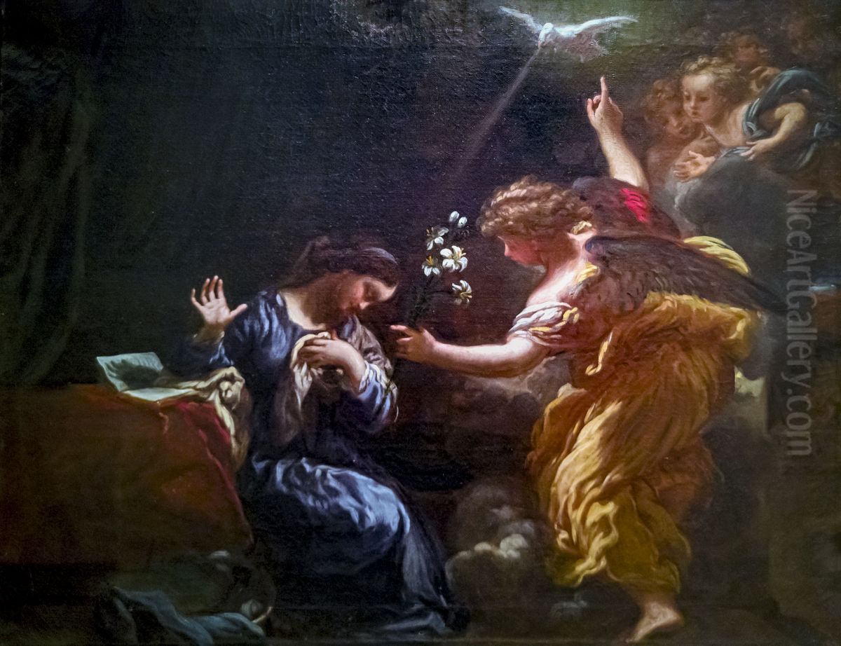 Annunciation Oil Painting by Livio Mehus