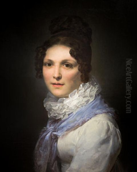 Portrait of Marie-Amelie Cogniet Oil Painting by Leon Cogniet