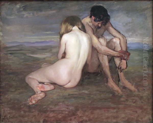 Adam and Eve Oil Painting by Lothar von Seebach