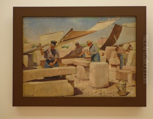 Les Tailleurs de pierre Oil Painting by Lothar von Seebach
