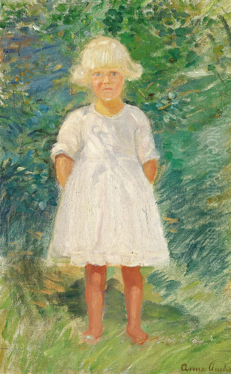 A young girl in the garden. Oil Painting by Anna Ancher