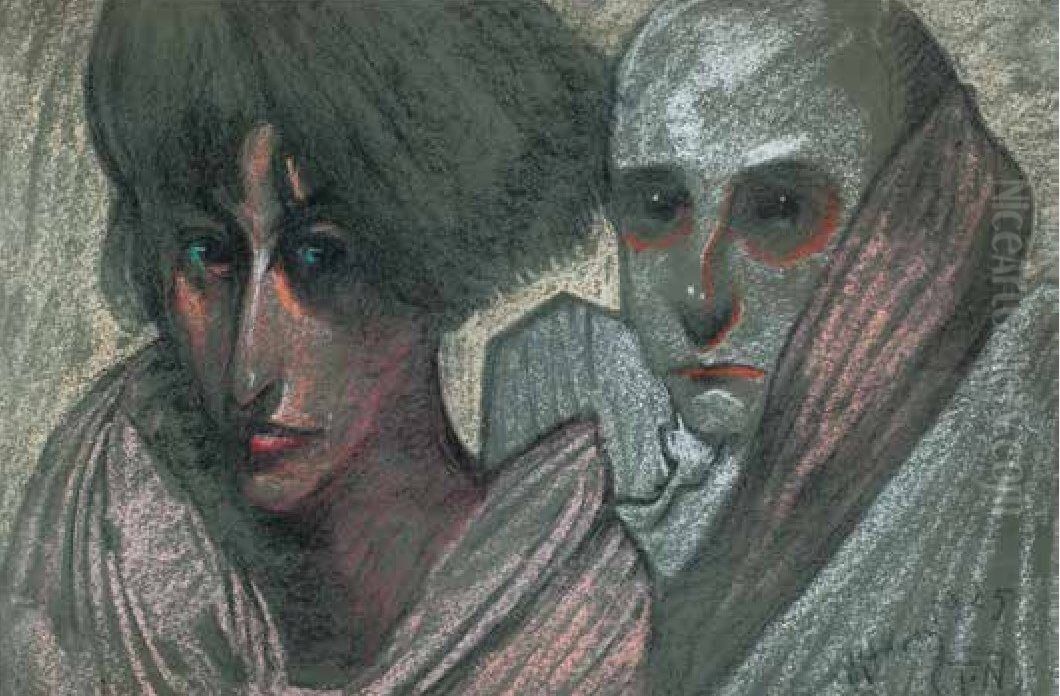 Portret podwojny, Winifred Cooper i lekarz Oil Painting by Stanislaw Ignacy Witkiewicz (Witkacy)
