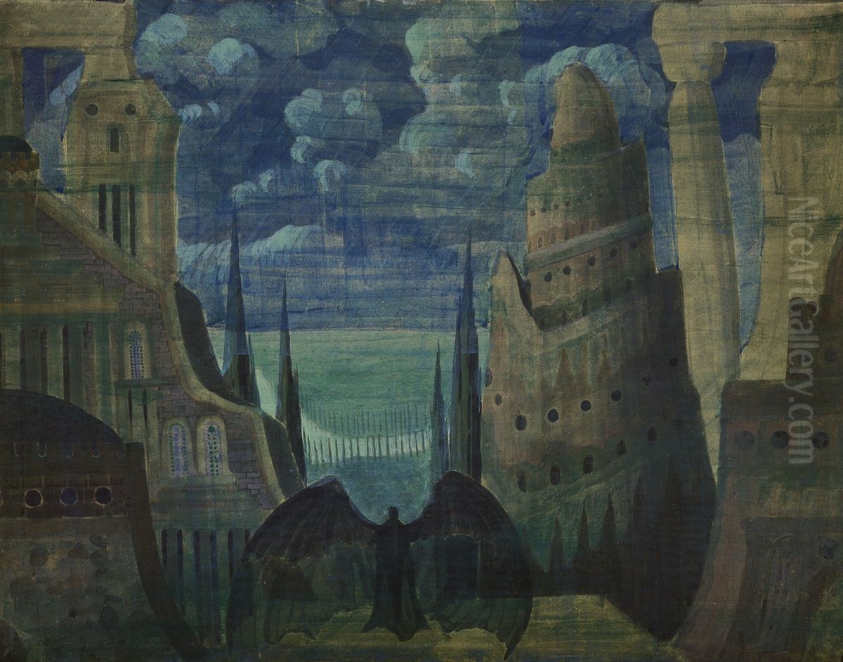 Fantasy (The Demon) Oil Painting by Mikalojus Konstantinas Ciurlionis