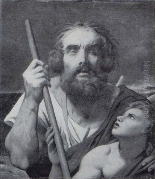 Blinde Homeros begeleid door een jonge man Oil Painting by Jean Auguste Dominique Ingres