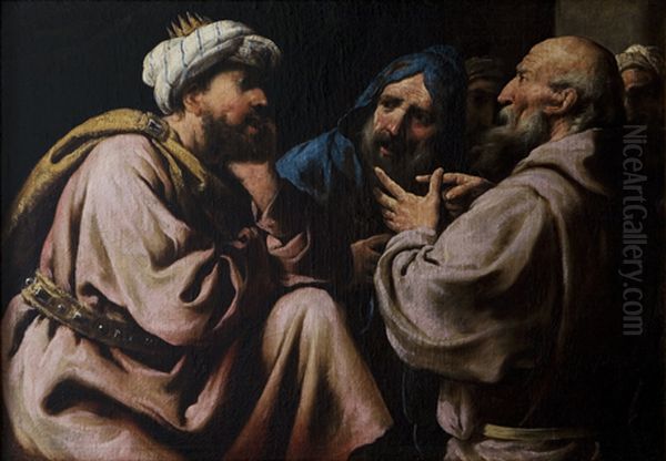 Moses and Aaron with the Pharaoh Oil Painting by Pietro della Vecchia