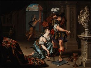 Odysseus threatening Circe