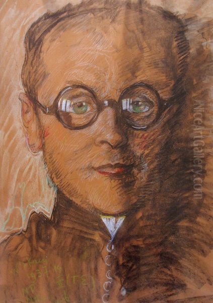 Portret ks. Henryk Kazimierowicza Oil Painting by Stanislaw Ignacy Witkiewicz