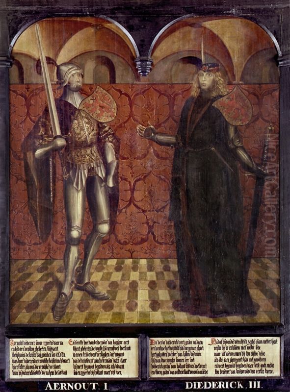counts Arnulf and Dirk III of Holland Oil Painting by unknown
