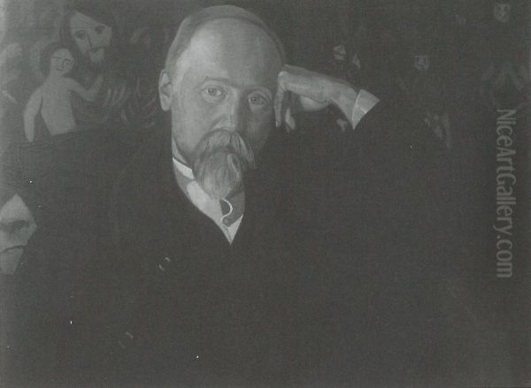 Portret Bronislawa Pilsudskiego Oil Painting by Stanislaw Ignacy Witkiewicz