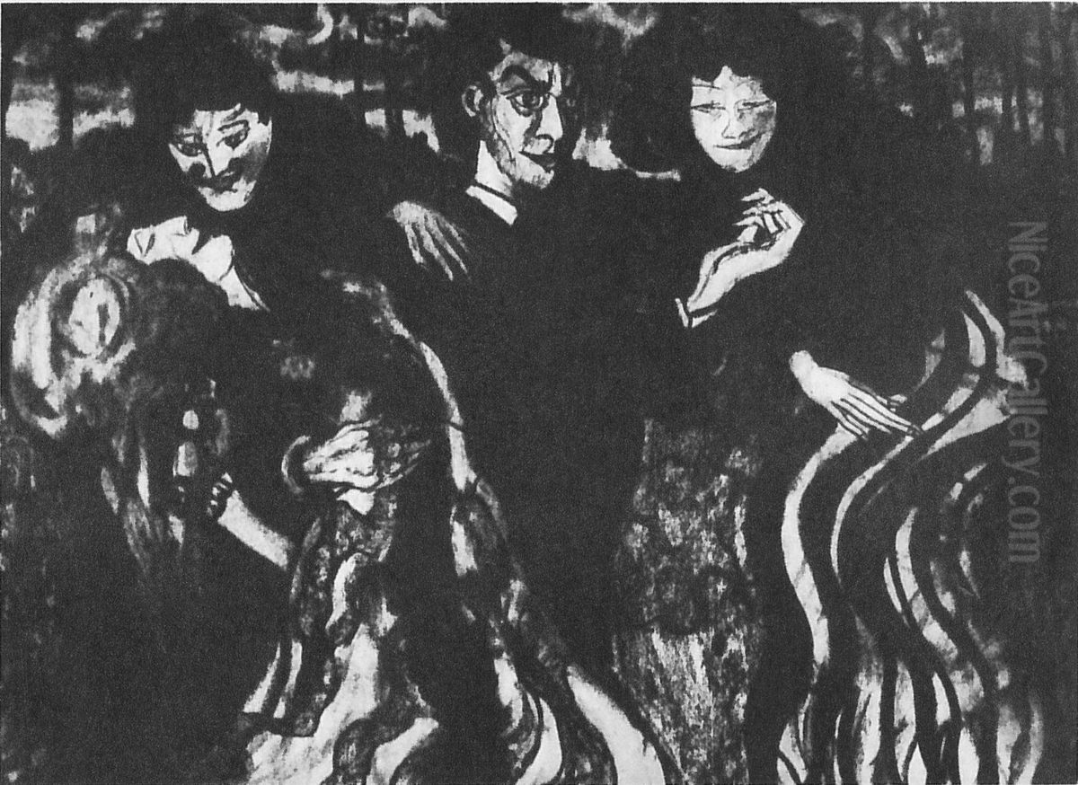 Czlowiek klamiacy o sobie przed kobieta Oil Painting by Stanislaw Ignacy Witkiewicz (Witkacy)