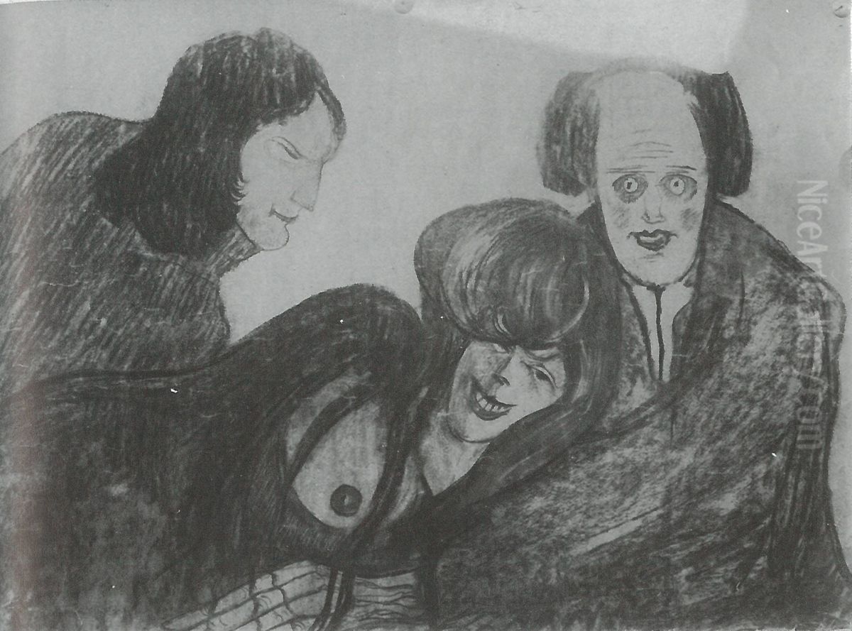 The hollow man, his woman and his rival Oil Painting by Stanislaw Ignacy Witkiewicz (Witkacy)