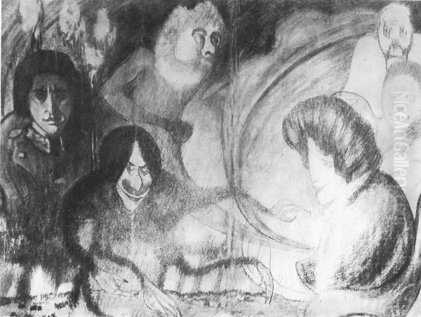 A family of pimps Oil Painting by Stanislaw Ignacy Witkiewicz