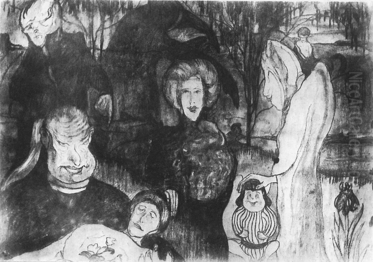 Dziewczynka wchodzaca w zycie (jedna z pierwszych) Oil Painting by Stanislaw Ignacy Witkiewicz (Witkacy)