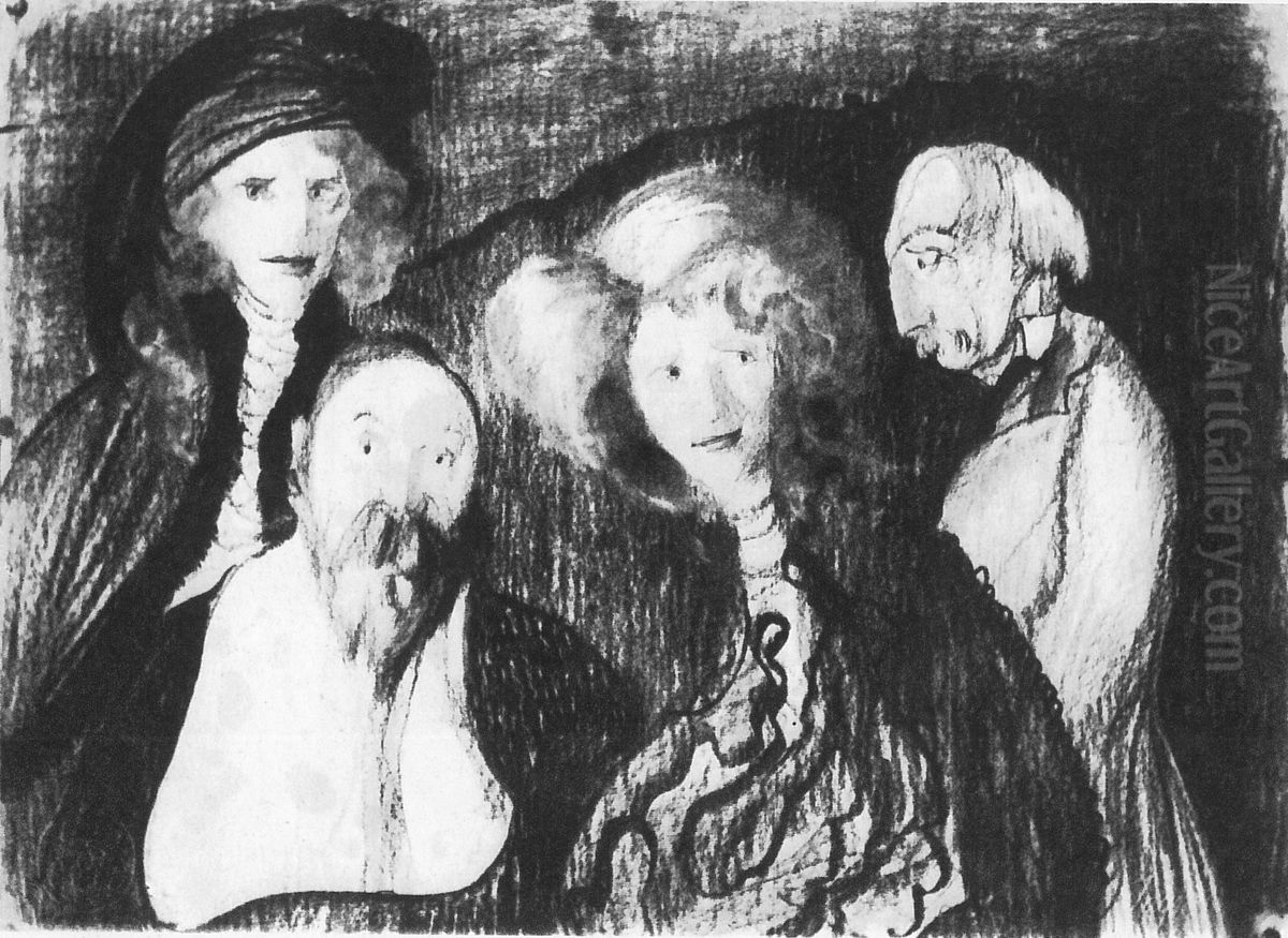 Jaki nastroj wytworzyl sie po niedzielnym obiedzie u Wujaszka Oil Painting by Stanislaw Ignacy Witkiewicz (Witkacy)