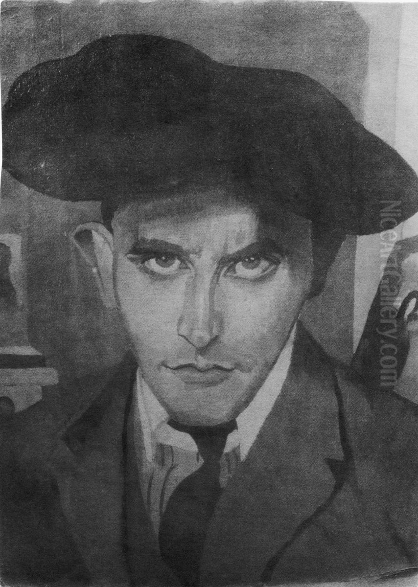 Autoportret w berecie Oil Painting by Stanislaw Ignacy Witkiewicz (Witkacy)