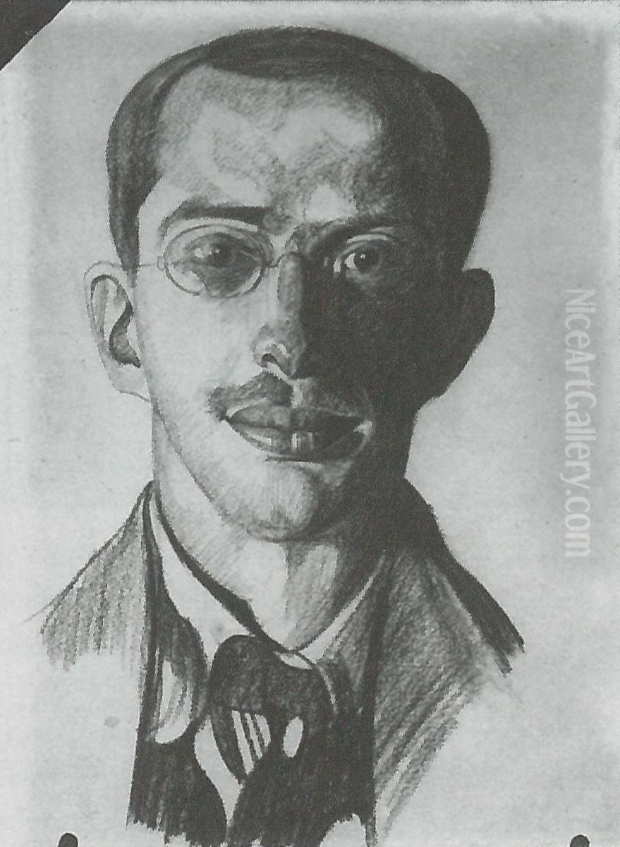 Portret Bronislawa Malinowskiego Oil Painting by Stanislaw Ignacy Witkiewicz (Witkacy)