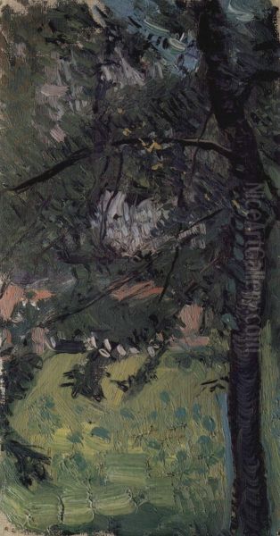 Meadow with Houses in the Background Oil Painting by Richard Gerstl