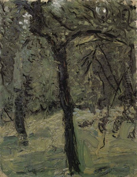 Sonnige Wiese mit Obstbaumen Oil Painting by Richard Gerstl