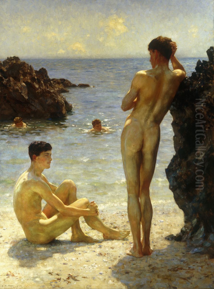 Lovers of the Sun Oil Painting by Henry Scott Tuke