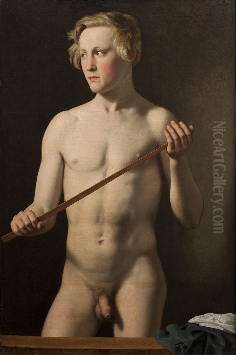 Standing male model Carl Frorup Oil Painting by Christoffer Wilhelm Eckersberg