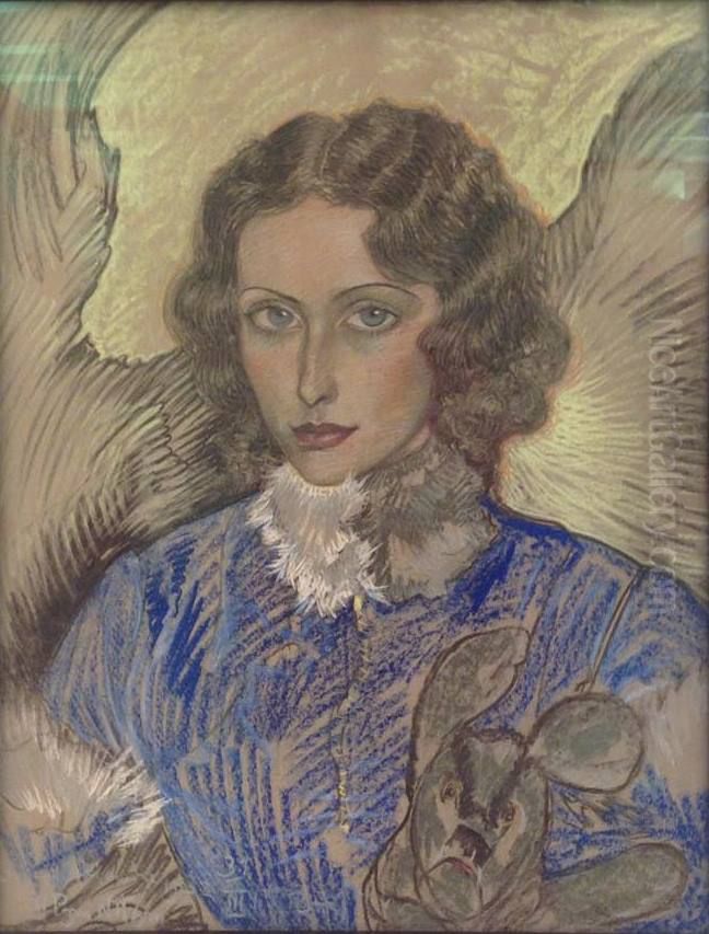 Portret  Janiny Turowskiej-Leszczynskiej Oil Painting by Stanislaw Ignacy Witkiewicz (Witkacy)